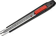 Нож YATO с выдвижным лезвием с отломными сегментами: M=9 мм; металлическая направляющая