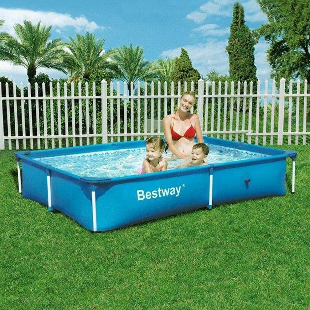 Прямокутний сімейний каркасний басейн Bestway 56401 (221х150х43 см) + подарунок