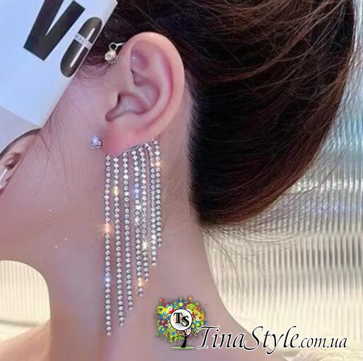 Кафф на ухо кристалл Элегантный Панк ХРУСТАЛЬНЫЙ ВОДОПАД Готический Earcuff Клип каф серьги ШИК ХИТ Клипс