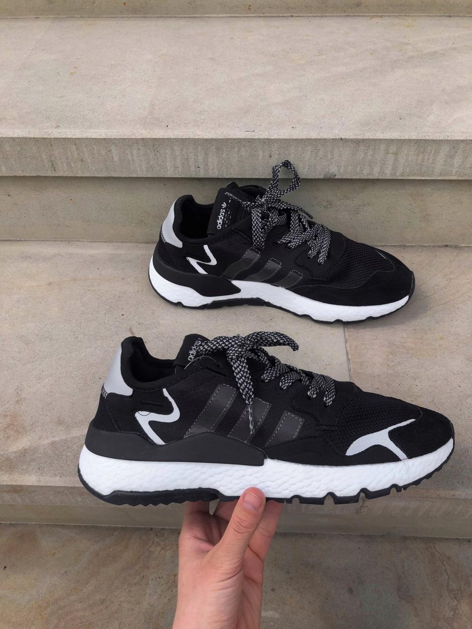Кросівки чоловічі Adidas Nite Jogger White Black чорний адідас найт джогер легкі зручні кроси демісезон