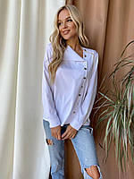 Женская блуза-рубашка с длинным рукавом застегивается на пуговицы софт норма
