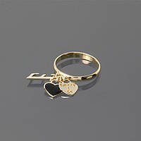 Женское кольцо из желтого золота с эмалью и буквой