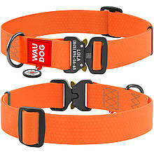 Нашийник Waudog 46-70 см 40 мм з водовідштовхувального матеріалу пряжка метал фастекс помаранчевий для собак