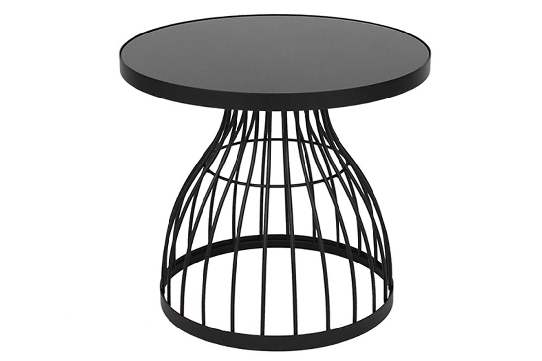 Стіл металевий Тесо зі стільницею з загартованого скла 48.5см, колір - чорний, фото 1