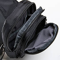 Сумка-слінг чоловіча Crossbody через плече нагрудна чорна модна кросс боді тканинна нейлон Lanpad 7662, фото 4