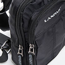 Сумка-слінг чоловіча Crossbody через плече нагрудна чорна модна кросс боді тканинна нейлон Lanpad 7662, фото 5