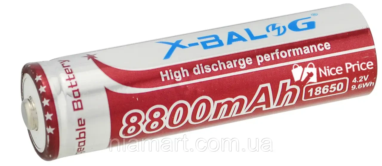 Аккумулятор X-Balog Li-ion 4.2V 18650 8800 mah (Purple) (2430)