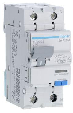 Диференційний автомат Hager 1+N C40/30mA 6кA,тип AD990J, фото 1