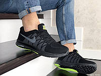 Мужские легкие стильные кроссовки черно серые с салатовым сетка Nike Zoom ,найк 42 44 45