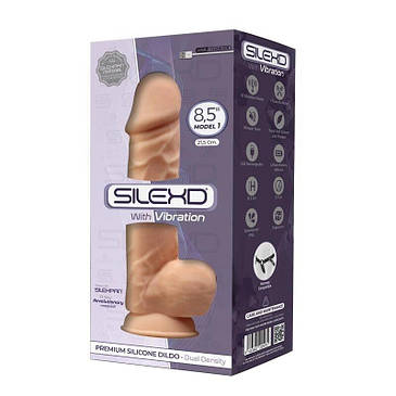 Фалоімітатор з вібрацією SilexD Norman Vibro Flesh (MODEL 1 size 8,5in), двошаровий, діаметр 5 см, фото 2