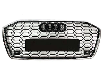 Решітка радіатора Audi A6 C8 стиль RS6 (чорний глянц + хром)