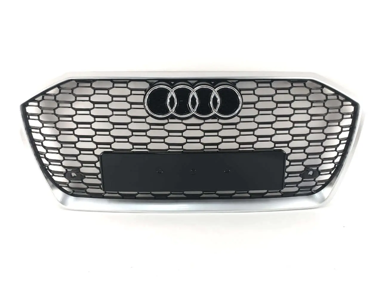 Решітка радіатора Audi A6 C8 стиль RS6 (чорний глянц + срібло)