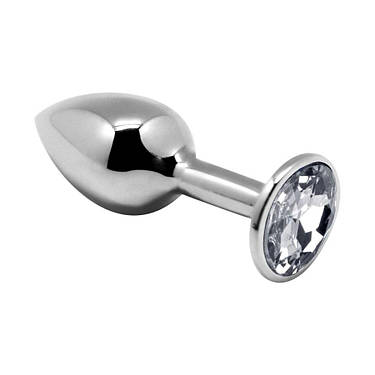 Металевий анальний штекер з кристалом Alive Mini Metal Butt Plug White L, фото 2