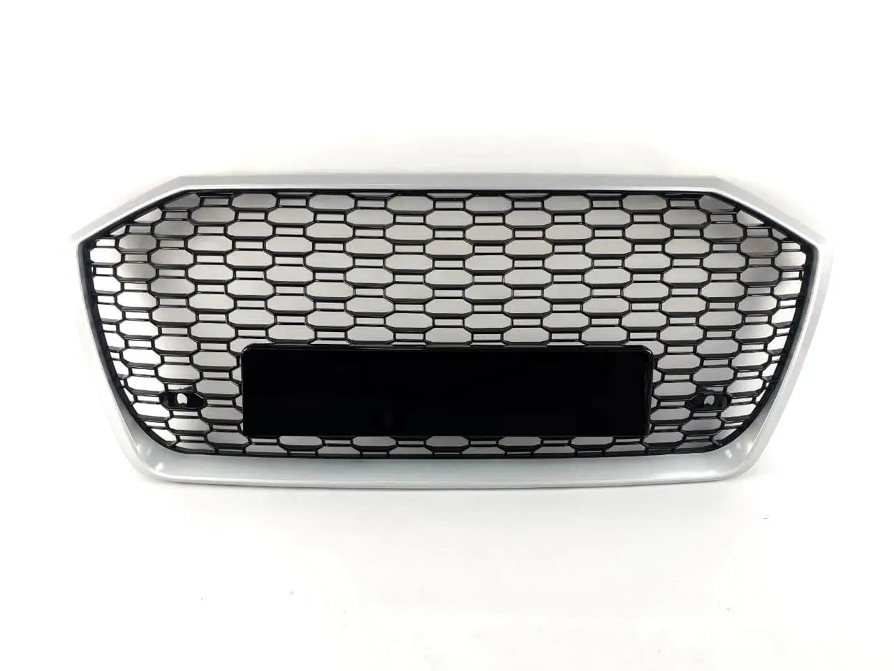 Решітка радіатора Audi A6 C8 стиль RS6 (чорний глянц + срібло) без емблеми, фото 1