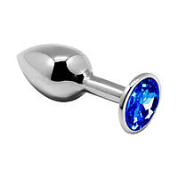 Металевий анальний штекер з кристалом Alive Mini Metal Butt Plug Blue L