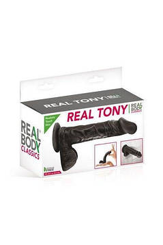 Фалоімітатор Real Body - Real Tony Black, TPE, діаметр 3,5 см, фото 2