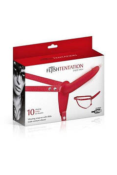 Страпон з вібрацією Fetish Tentation Vibrating Strap-On with Dildo Red, фото 2
