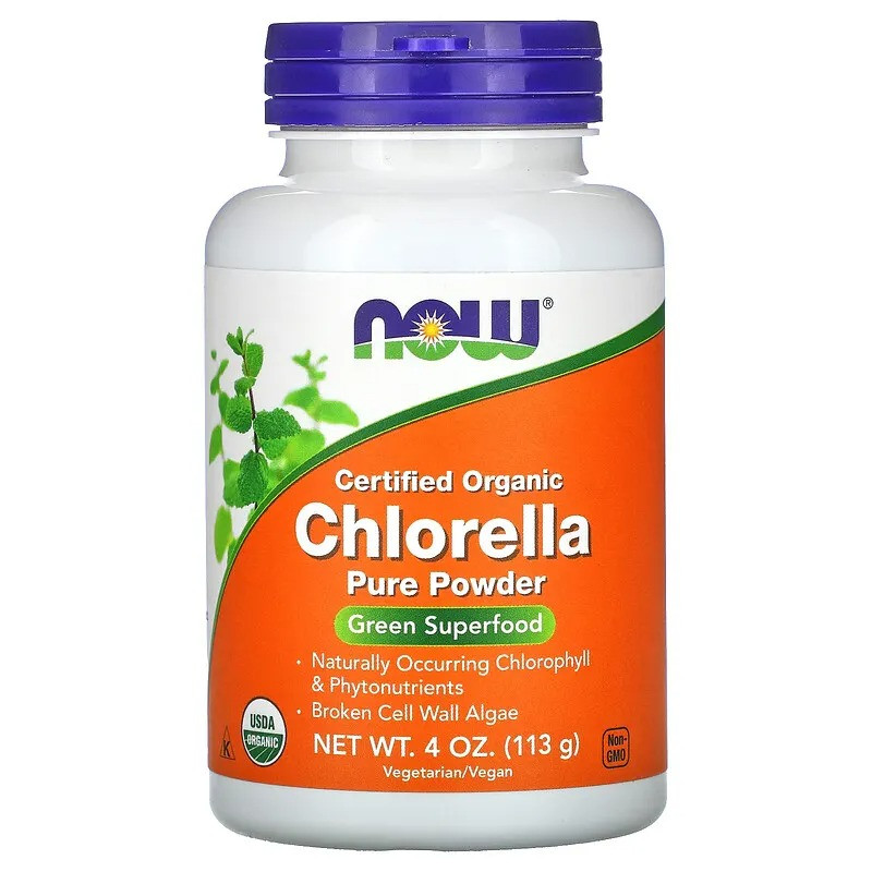 Хлорела NOW Foods "Certified Organic Chlorella Pure Powder" натуральна, у порошку (113 г)