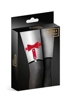 Гартер на ногу Bijoux Pour Toi - WITH BOW Red, сексуальна підв'язка з бантиком, екошкіра, фото 2