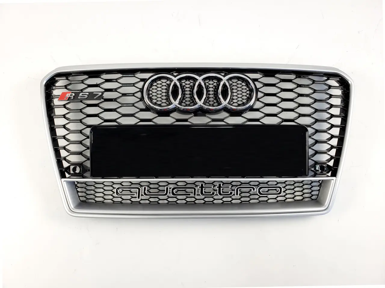 Решітка радіатора Audi A7 (10-15) стиль RS7 (срібло + quattro)