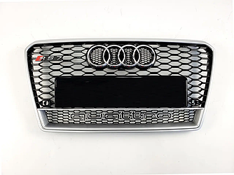 Решітка радіатора Audi A7 (10-15) стиль RS7 (срібло + quattro)