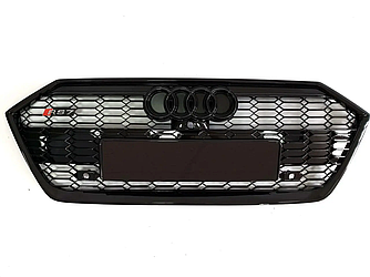 Решітка радіатора Audi A7 C8 стиль RS7 (чорний глянц) під камеру 360