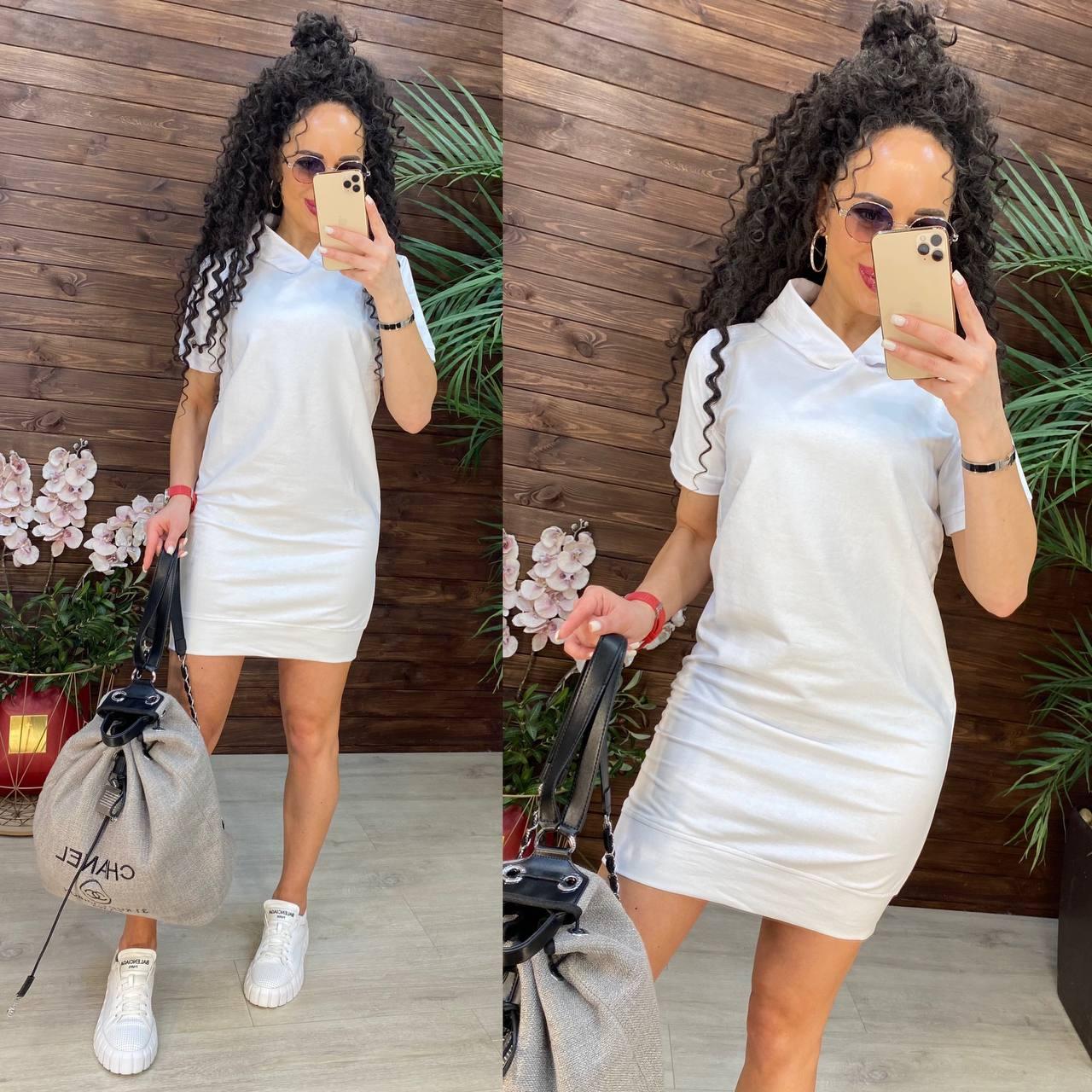 Літнє плаття в спортивному стилі з короткими рукавами та капюшоном (р. 42-46) 11PL4064, фото 1