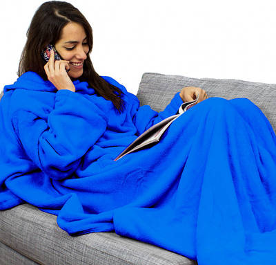 Плед Ковдра з Рукавами Snuggie Original (Синій) 190 х 140 см Теплий Домашній Халат Флісовий