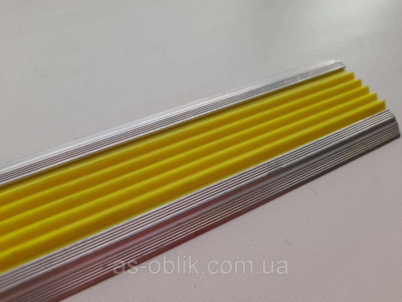 Накладки протиковзні тактильні одинарні на сходи жовта вставка