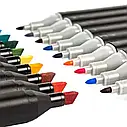 Набір спиртових кольорових двосторонніх скетч-маркерів Touch 120 кольорів в чохлі Нас1200, фото 2