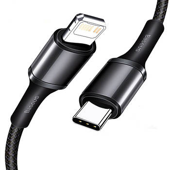 Кабель Type-C to Lightning для швидкої зарядки PD 20W BASEUS High Density Braided 2м (чорний)