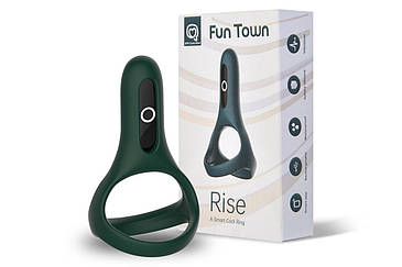 Подвійне ерективне кільце Fun Town Rise Turquoise, управління зі смартфона, фото 2