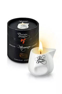 Масажна свічка Plaisirs Secrets Chocolate (80 мл) подарункова упаковка, керамічну посудину, фото 2
