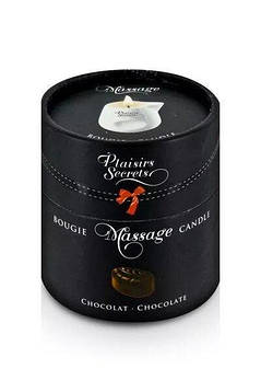 Масажна свічка Plaisirs Secrets Chocolate (80 мл) подарункова упаковка, керамічну посудину, фото 2