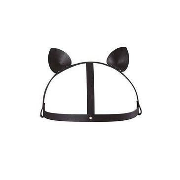 Маска кішечки Bijoux Indiscrets MAZE - Cat Ears Headpiece Black, екошкіра, фото 2