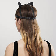 Маска кішечки Bijoux Indiscrets MAZE - Cat Ears Headpiece Black, екошкіра, фото 2