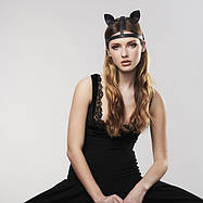 Маска кішечки Bijoux Indiscrets MAZE - Cat Ears Headpiece Black, екошкіра, фото 3