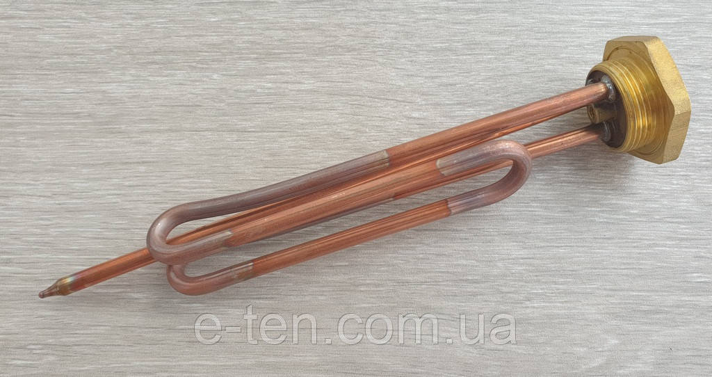 Тэн мідний гнутий OASIS до бойлера 2500W / 230V / на різьбі 1¼" (з місцем під анод М6) під терморегулятор