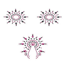 Пестіс з кристалів Petits Joujoux Gloria set of 3 - Black / Pink, прикраса на груди і вульву, фото 2