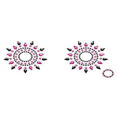 Пестіс з кристалів Petits Joujoux Gloria set of 2 - Black / Pink, прикраса на груди, фото 2
