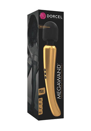 Потужний вибромассажер Dorcel MEGAWAND Gold водонепроникний, що перезаряджається, 160 режимів, фото 2