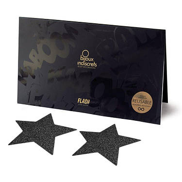 Пестіс - стикини Bijoux Indiscrets - Flash Star Black, наклейки на соски, фото 2