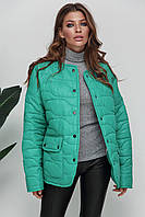 Женская демисезонная стеганая куртка без капюшона 3305-04 Зеленый