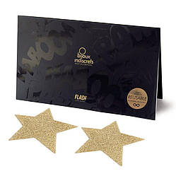 Пестіс - стикини Bijoux Indiscrets - Flash Star Gold, наклейки на соски, фото 2