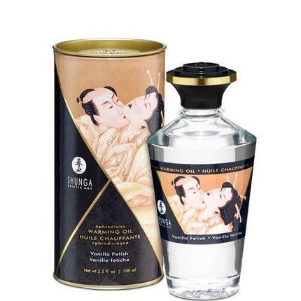 Розігріває масло Shunga Aphrodisiac Warming Oil - Vanilla Fetish (100 мл) без цукру, смачний, фото 2