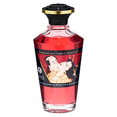 Розігріває масло Shunga Aphrodisiac Warming Oil - Sparkling Strawberry Wine (100 мл) без цукру, фото 2
