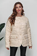 Куртка емисезонная женская с накладными карманами 3305-01 Молочный