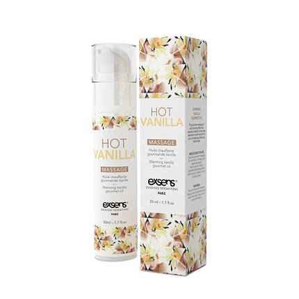 Масажне масло EXSENS Hot Vanilla 50мл розігріває, без цукру, без парабенів, їстівне, фото 2