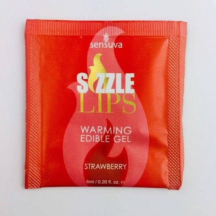 Пробник масажного гелю Sensuva - Sizzle Lips Strawberry (6 мл), фото 2