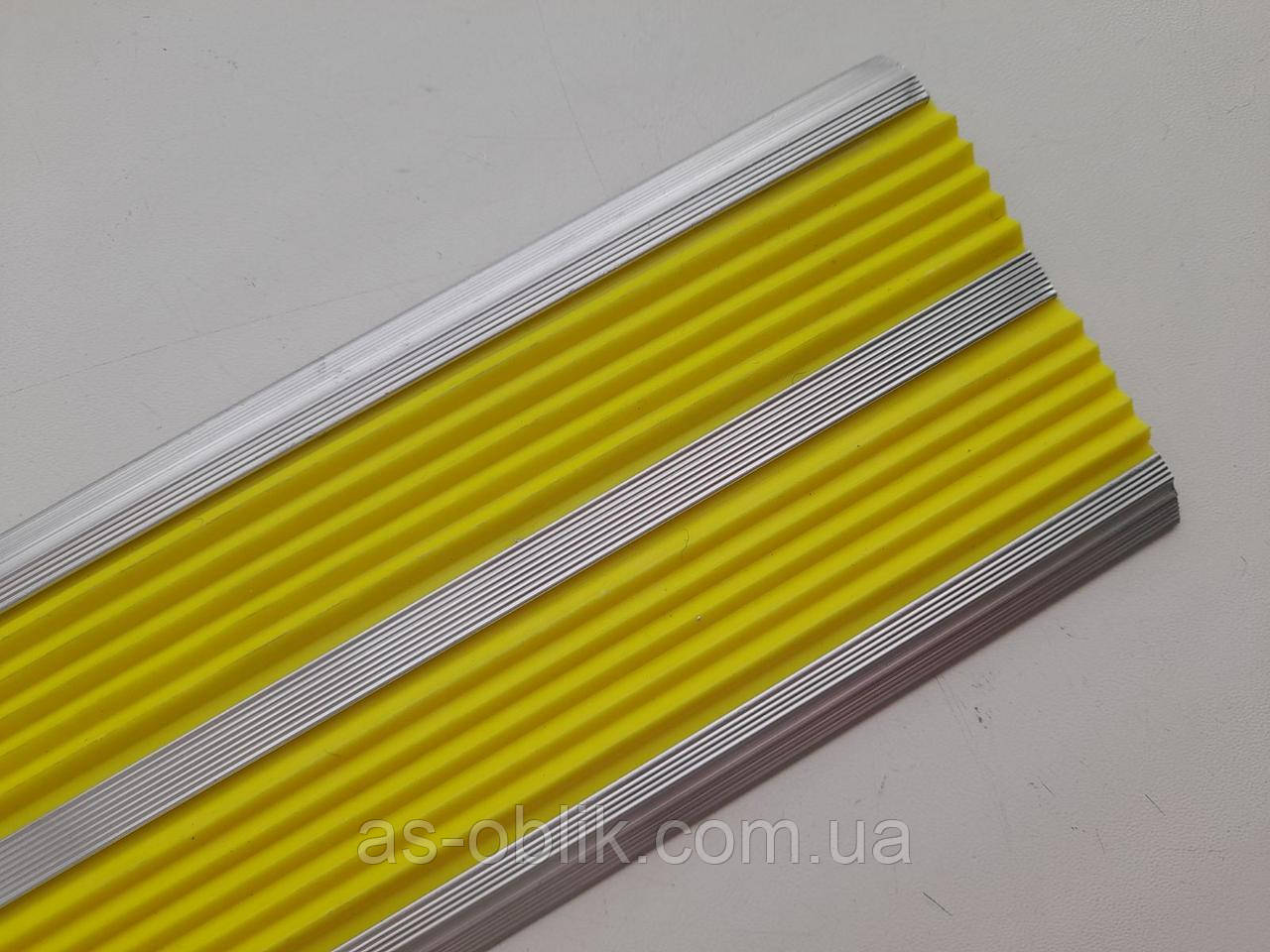 Накладки протиковзні тактильні подвійні на сходи кольорова вставка б/кута